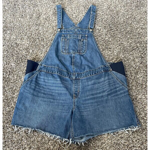Old Navy Maternity Overalls Size XL Blue Jean Denim Shortalls Cut Offs Casual